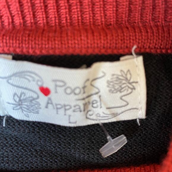 Poof Apparel Colorblock Sweater Women L Red Mock Neck Waffle Knit Sportswear NEW - Picture 5 of 11